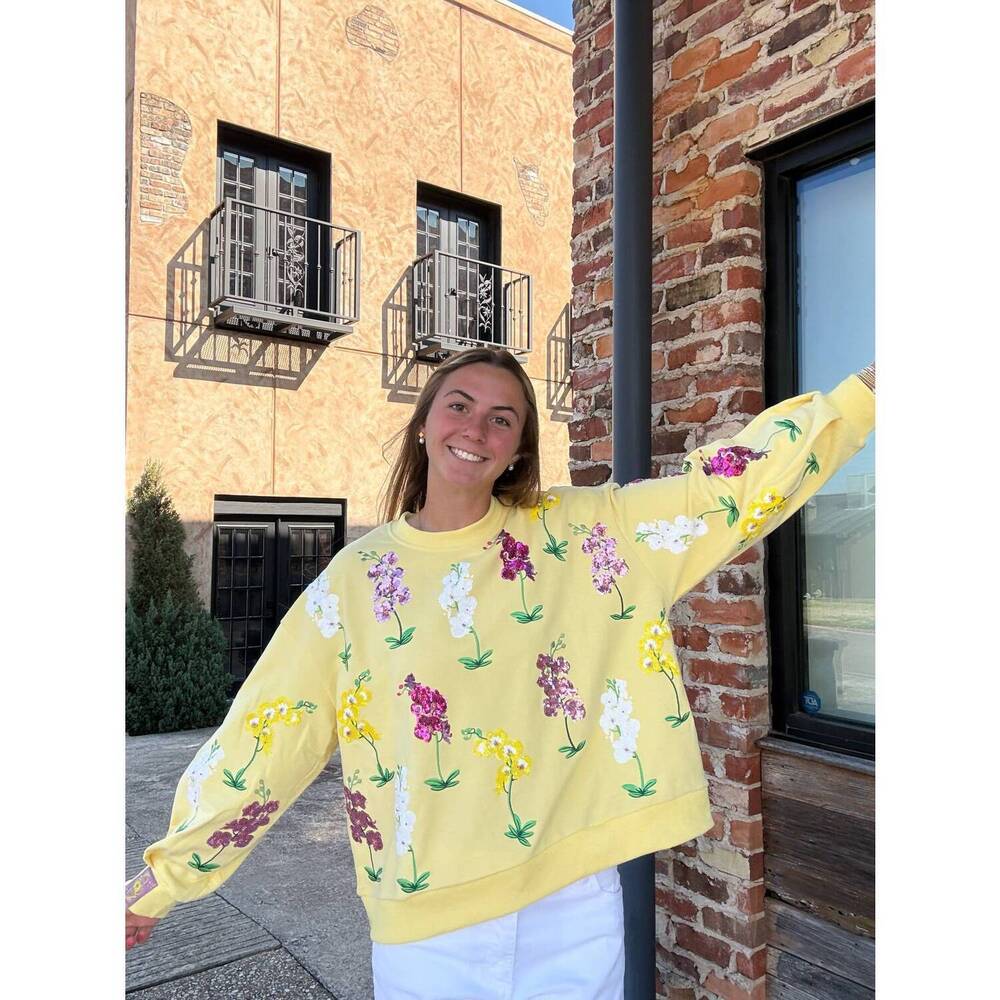NEW QUEEN OF SPARKLES multi iris sweatshirt in yellow - Picture 5 of 8